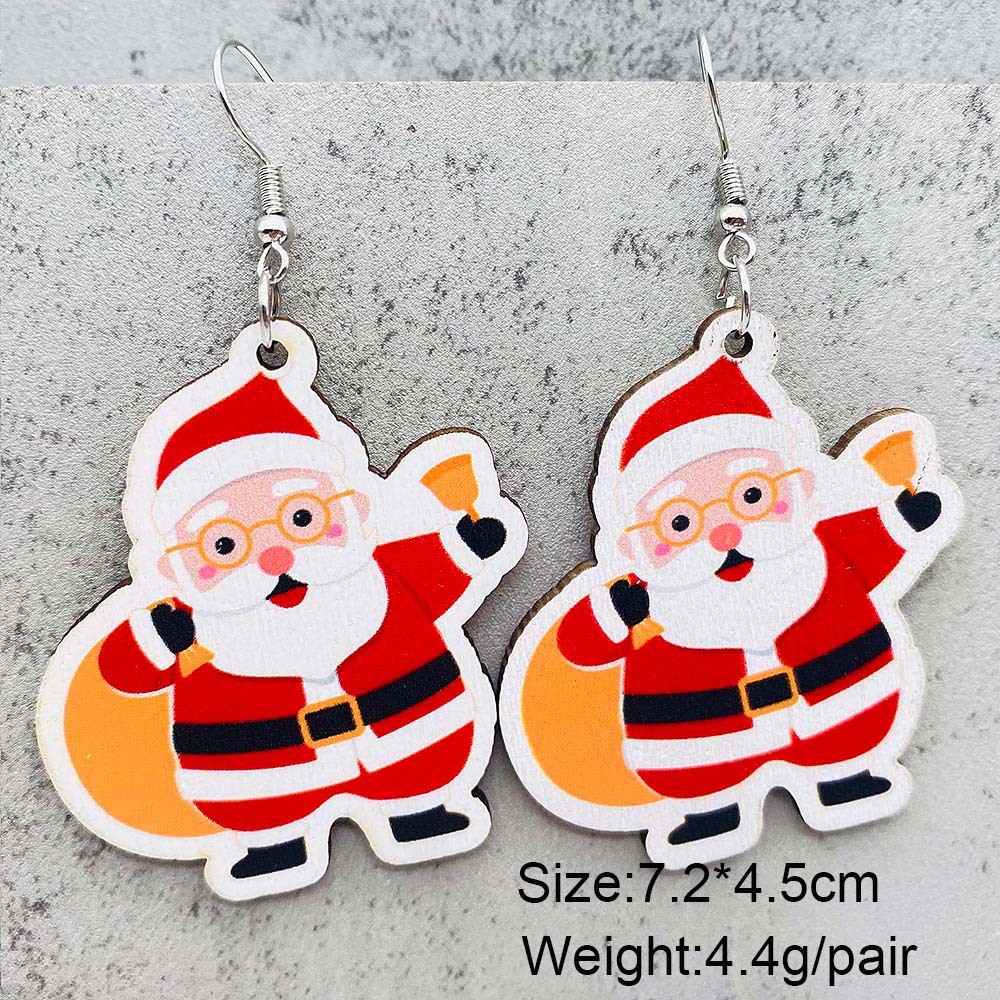 6g Weight Ear hook Event & Party Supplies Ear hook Classification 1 Pair Quantity Holiday, Party Occasion Wood Material Christmas Festival Christmas Hat, Christmas Tree, Santa Claus Pattern Women's Gender Cute Style 1 Pair Cute Christmas Hat Christmas Tree Santa Claus Wood Ear Hook 7
