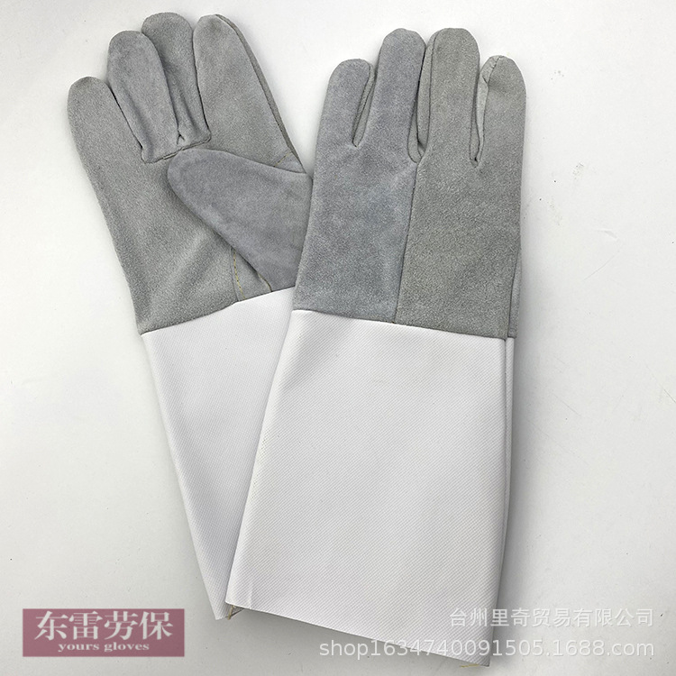 泡沫口牛皮电焊手套加厚牛二层皮质柔软耐磨耐用受力部位加固