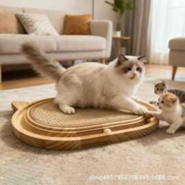 现货跨境剑麻猫抓板小猫逗乐玩具宠物自嗨球耐磨不掉屑家用猫咪猫