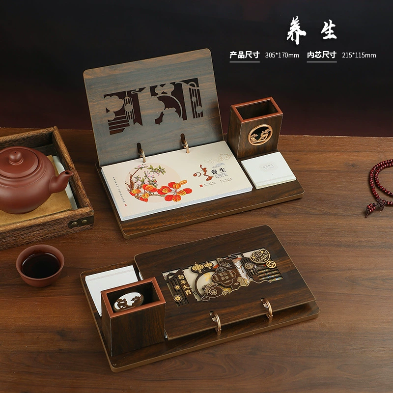 Wooden desk calendar, custom-made, ethnic style