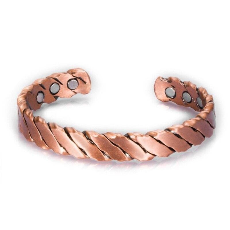 Pulseras magnéticas para parejas, ecológicas, de aleación, populares, a la moda, abiertas, con cinco colores opcionales y diseño a rayas.