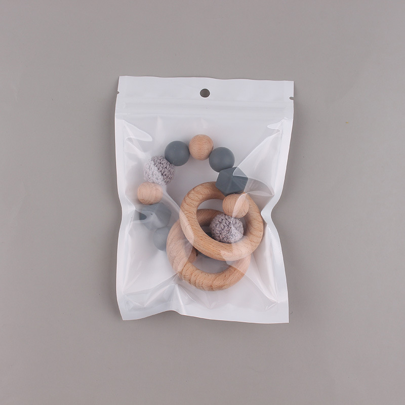 Bebé bricolaje cuentas creativas de madera de haya cuentas de silicona pulsera de mordedor campana juguete molar recién nacido