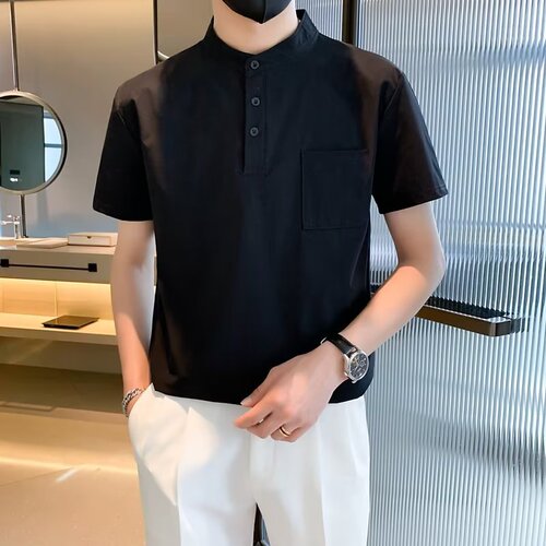 Men's Short Sleeve T-Shirt Summer Trend Brand Top Clothing Collar Polo Shirt Men's Half Sleeve Summer Wear