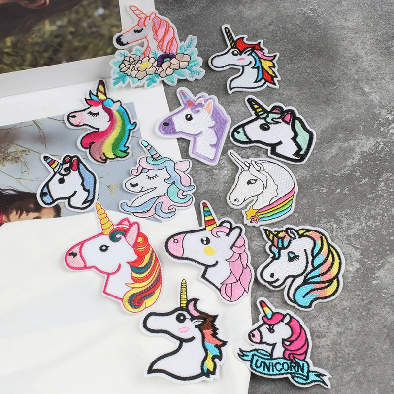 卓缤 AliExpress Hot Selling Unicorn Computer Embroidered Cartoon Sequins Unicorn Computer Embroidered Chapter Patch Sticker