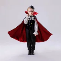 Трансграничный Хэллоуин Костюм cos Костюм для вечеринок Костюм Детский Вампир Принц Красный и Черный Двухсторонний Плащ с высоким вырезом
