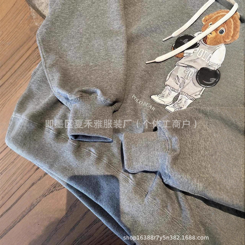 25新款经典LP小熊连帽卫衣上衣秋冬季宽松休闲百搭套头卫衣现货|undefined