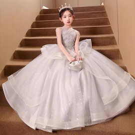 儿童礼服裙夏季轻奢小众法式走秀公主裙儿童主持人钢琴演奏演出服