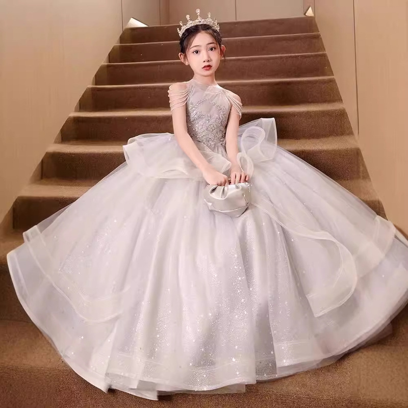 Children's Dress Summer Light Luxury Niche French Style Catwalk Princess Dress Children's Host Piano Performance Costume