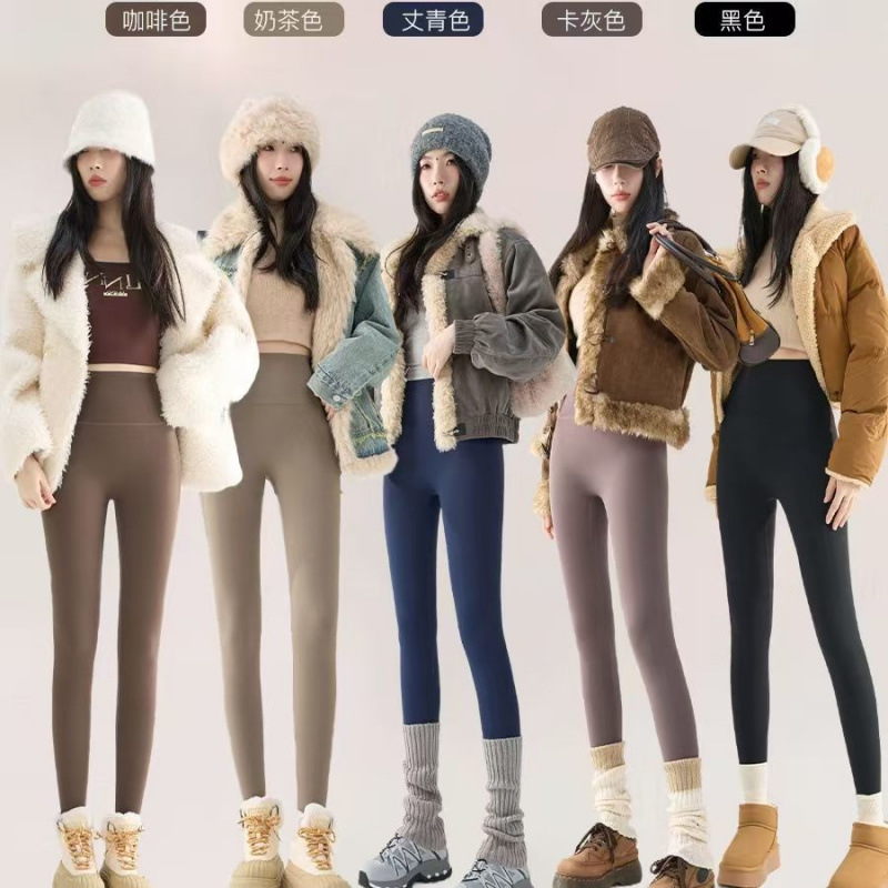 상어 바지 기모 여자의 가을과 겨울 두꺼운 외부 착용 바지 따뜻한 높은 허리 새 스타일 따뜻한 플러스 사이즈 바비 바지