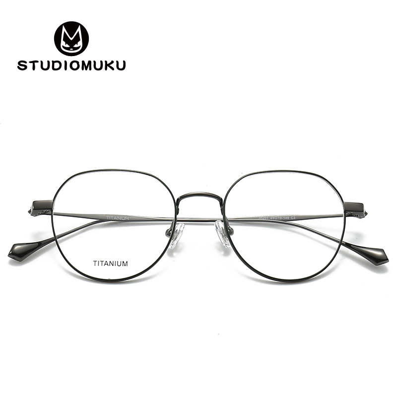STUDIOMUKU gafas de madera cool diseño simple marco de gafas de titanio puro ultraligero marco de gafas poligonal con textura