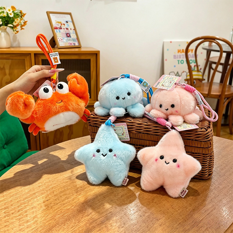 New ocean animal plush pendants: cute crabs, sharks, turtles, toy bag charms, keychains, gifts New ocean animal plush pendants: cute crabs, sharks, turtles, toy bag charms, keychains, gifts