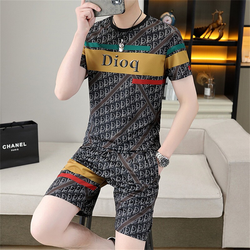 2026 New Summer Style Men's Ice Silk Short-Sleeved T-Shirt Set Plus Size Plus Size Quick-Drying Shorts Half-Sleeved T-Shirt 2026 New Summer Style Men's Ice Silk Short-Sleeved T-Shirt Set Plus Size Plus Size Quick-Drying Shorts Half-Sleeved T-Shirt
