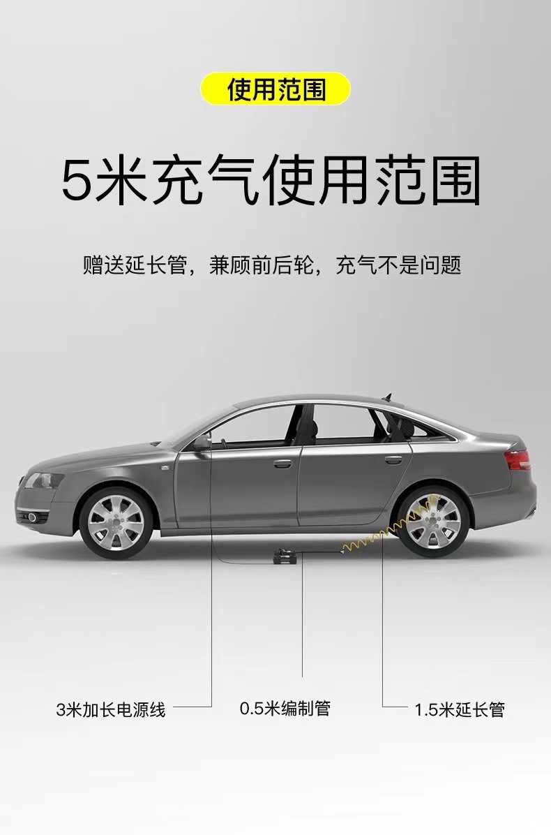 Cross-Border Car Air Pump Car Tire Air Pump Pure Copper Motor Double Cylinder 12V High Power High Pressure Air Pump