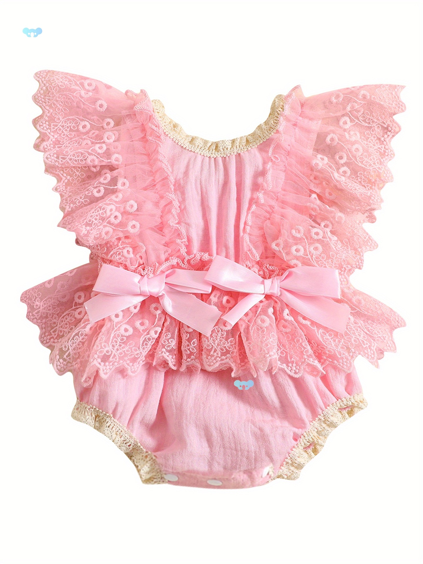 Baby Girl Ruffle Sleeve Floral Lace Romper Tutu Dress Transfronterizo