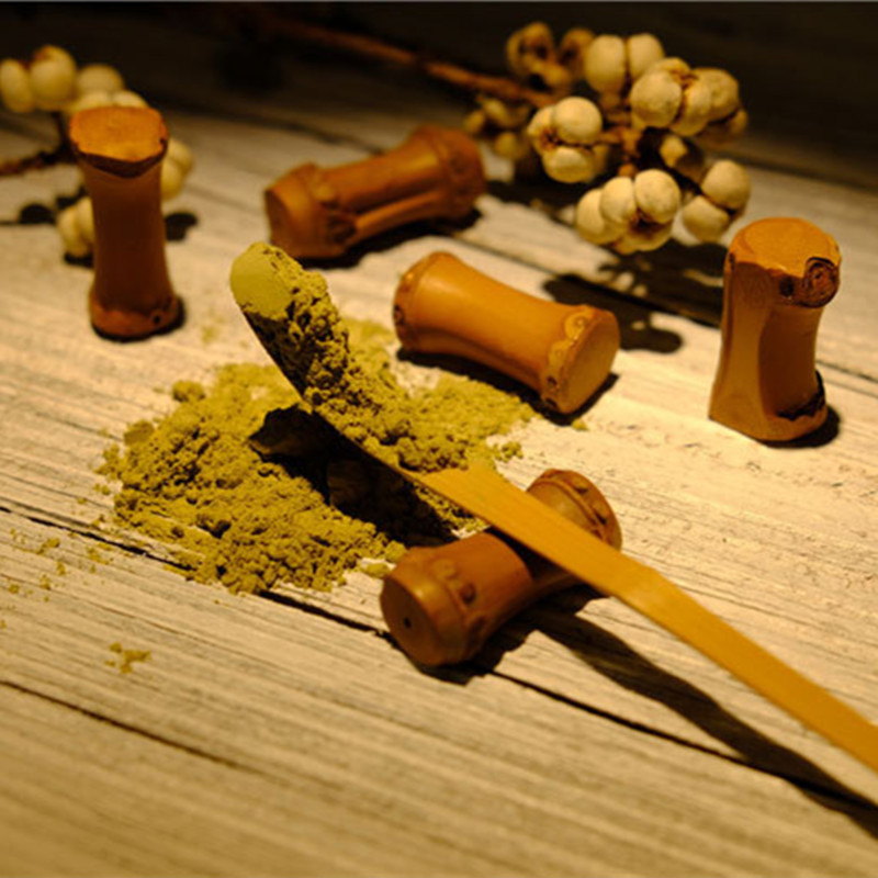 Estilo japonés Matcha herramientas púrpura bambú Matcha polvo cuchara de té de bambú cuchara cucharadita taza de té Selección de té raspado ceremonia del té utensilios