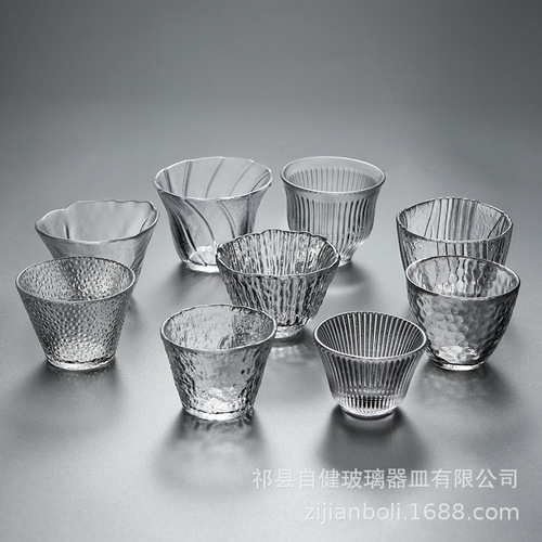 Japanese glass tea cup Kung Fu tea cup master cup hammer pattern cup small tea cup crystal glass tea set manufacturer wholesale