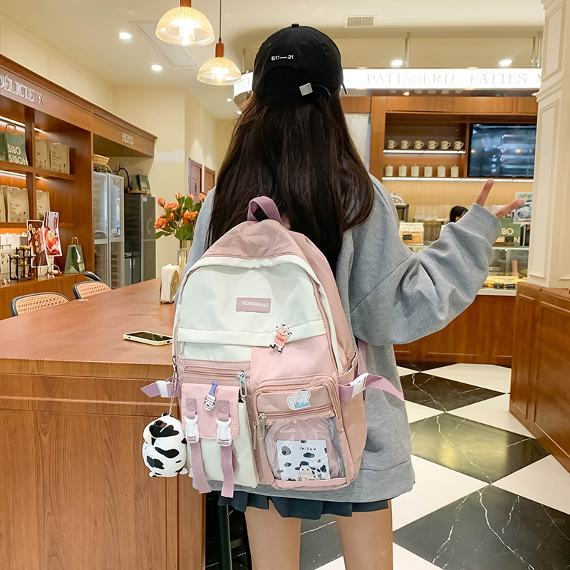 2025新型学生カバン女子韓国版中高生カバン軽やかな日本式大容量の色合わせリュックサック|undefined