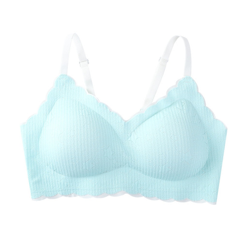 One-piece ice silk seamless, wire-free push-up large size sling lace back-adjustable sports bra for women