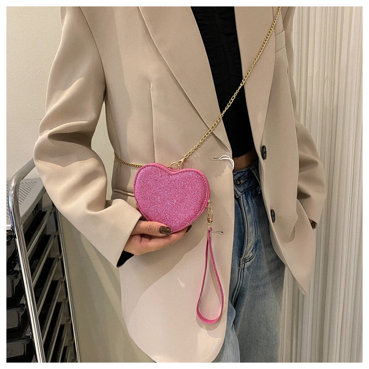 Women's New Heart Shaped Box Bag Chain Bag Fashion Shoulder Bag Crossbody Bag Solid PU_voghion.com