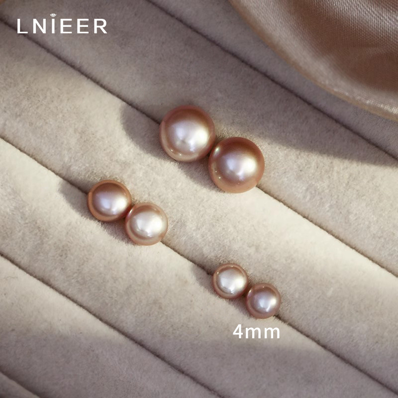 연보라색 4mm 천연진주 귀걸이 [999 순은]