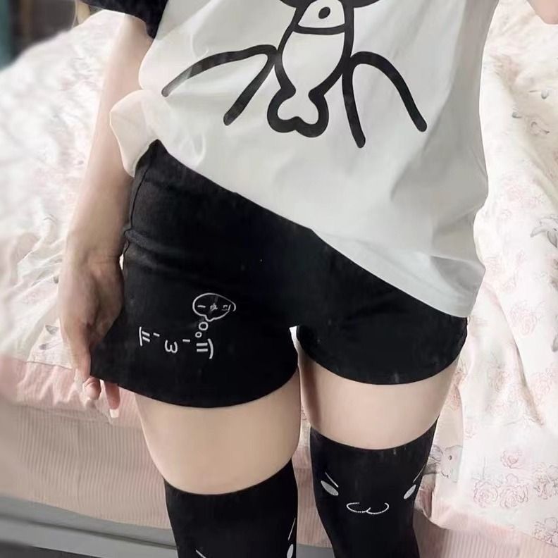文字二次元宅系百搭短裤女生夏季日系可爱甜美宽松休闲阔腿学生潮