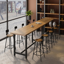 北欧铁艺实木高脚吧台桌椅酒吧奶茶店靠墙吧台桌甜品店高窄吧桌