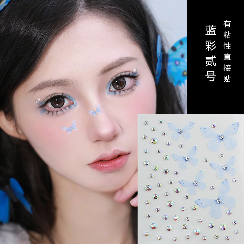 Raíz de montaña flash diamante lágrima Pegatinas de diamante pentagrama estrella ojo maquillaje gota de agua roto Diamante autoadhesivo dopamina Perla cara pegada Diamante
