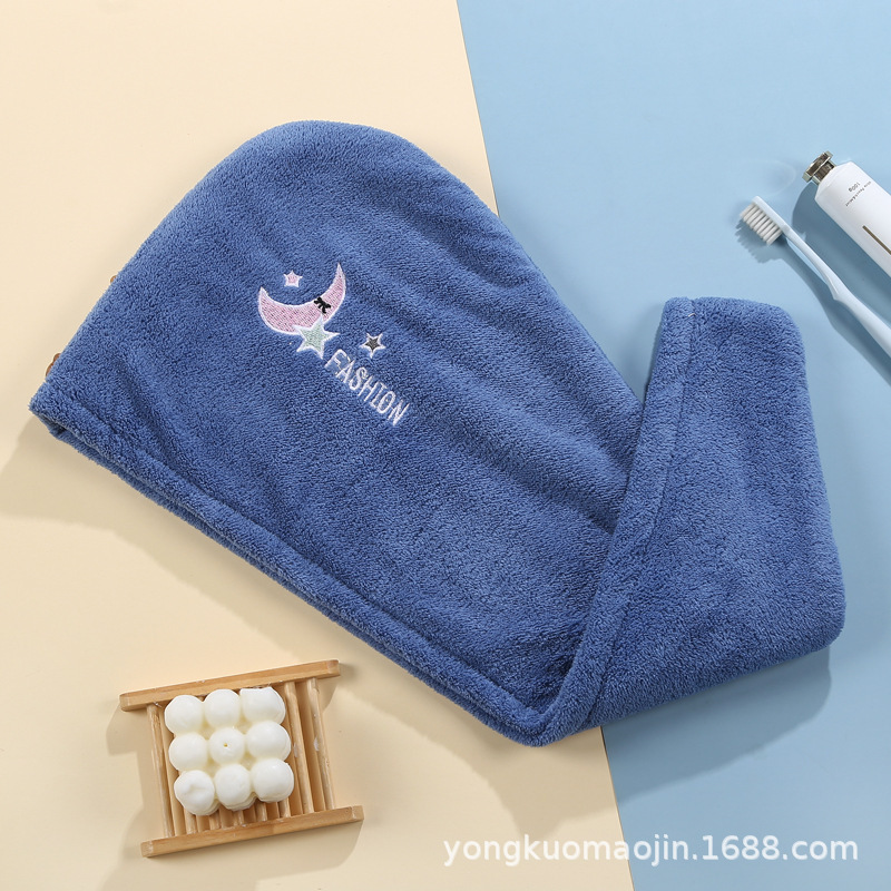 サンゴの毛の刺繍の女性の新型の乾いた髪の帽子の吸水の速乾の包頭のタオルの日用の家庭は毛を落とさないで頭巾を拭きます。|undefined