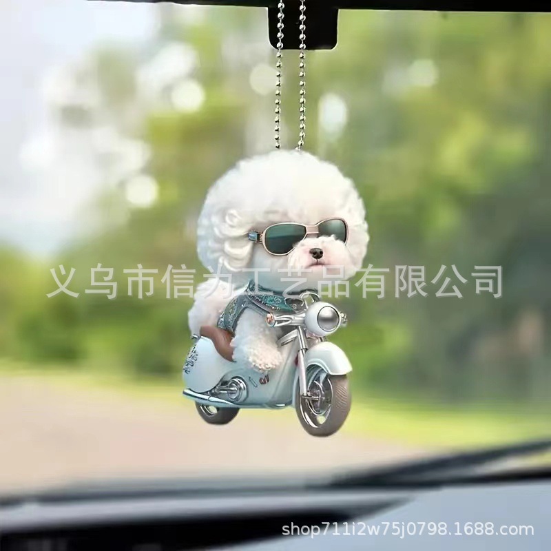 Cross-border nuevo creativo 2D lindos perros de peluche cachorro hombre mochila colgante acrílico colgante de automóvil