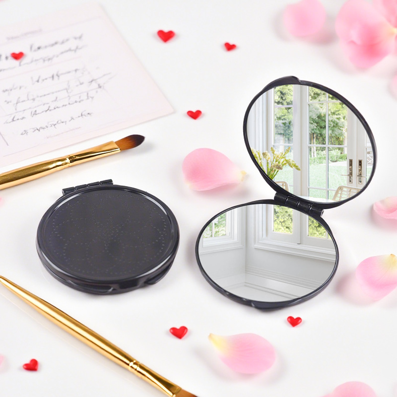 Nuevo espejo redondo pequeño, mini espejo plegable con logo impreso, espejo de doble cara, espejo portátil de alta definición, espejo pequeño al por mayor
