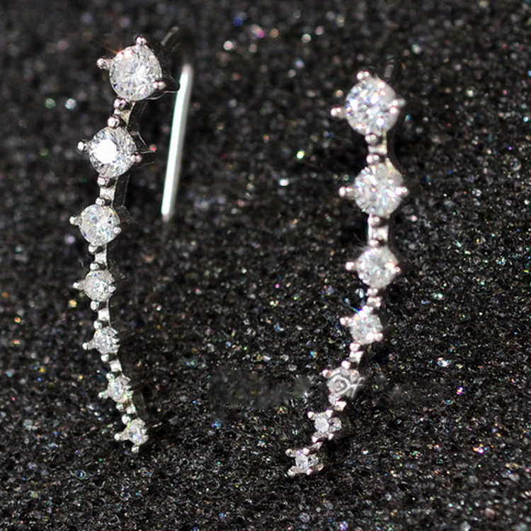 韓國個性時尚銀耳飾品四爪七星鋯石學生配飾法式耳夾 女批發