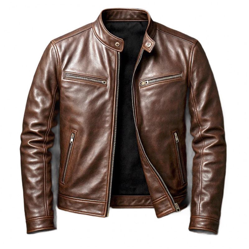 Locomotora transfronteriza chaqueta de cuero PU hombre chaqueta de cuello delgado chaqueta de piloto punk Europa y América comercio exterior ropa de hombre al por mayor