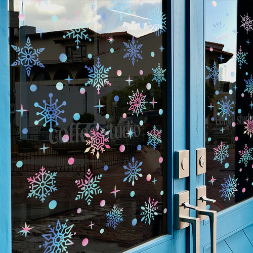Christmas decoration electrostatic stickers glass door stickers shop window Santa Claus snowman window grilles