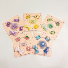 New 5-Piece Pet Headband Fabric Bow Cat Hair Clip Dog Teddy Yorkshire Terrier Shaggy Hair Clip BB Clip