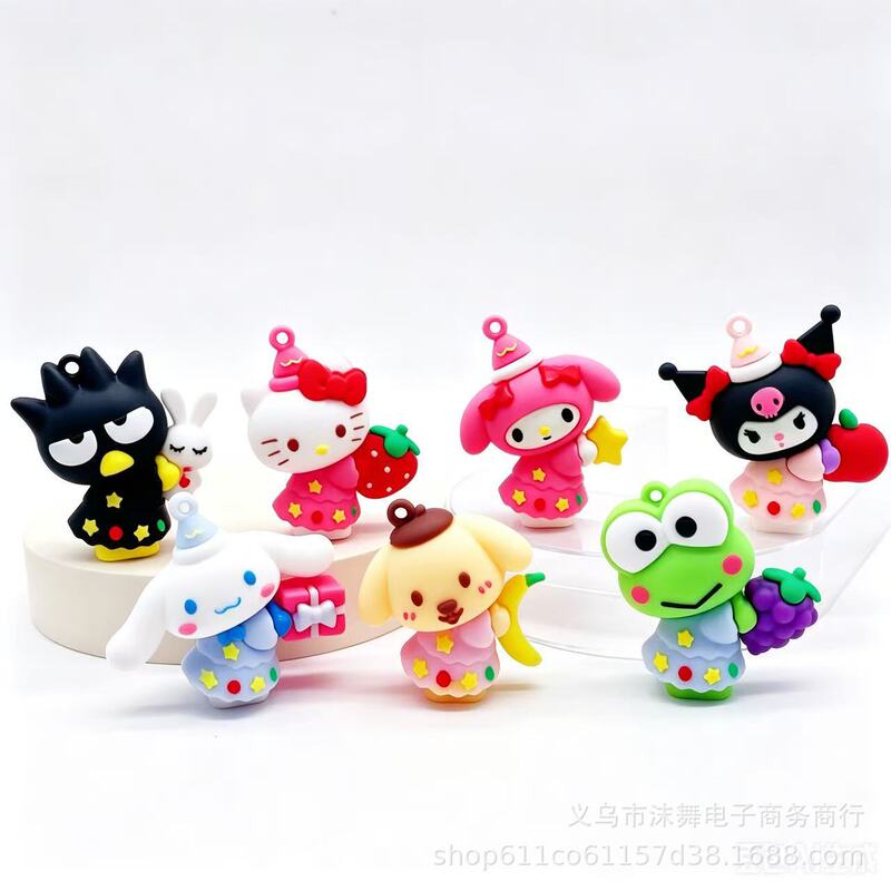 Kuromi Fruit Keychain Accessories, Cinnamoroll Keychain Pendant, Blind Box, Handmade DIY Doll Accessories
