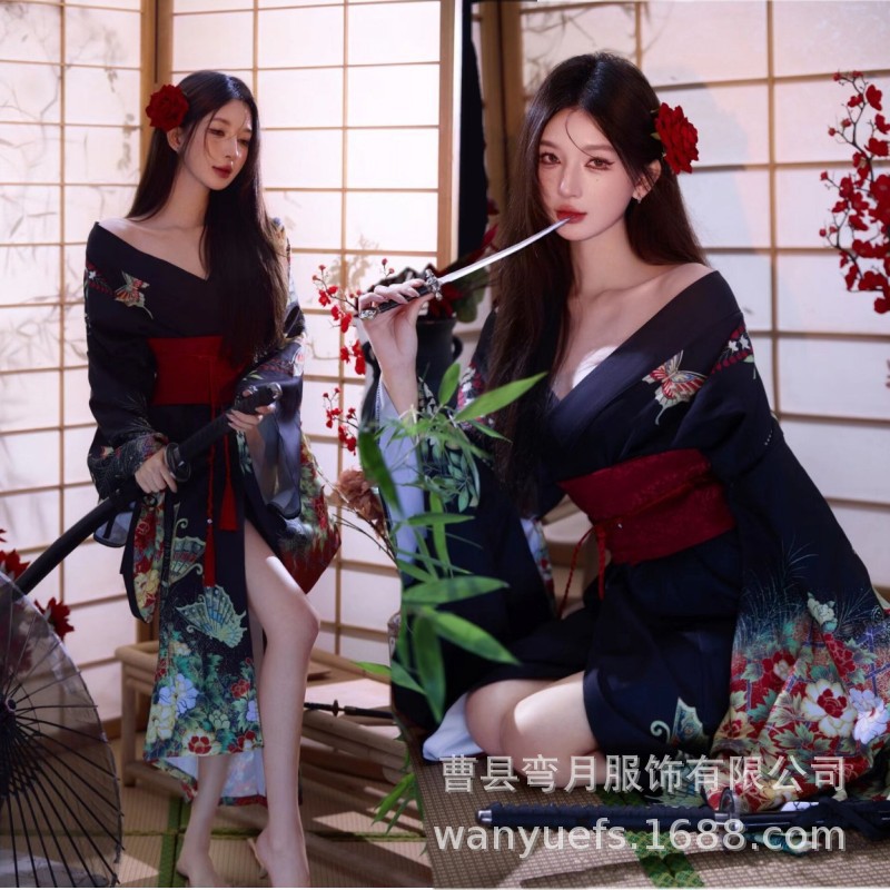 Kimono Dress Traditional Sleeve Retro Improved Photography Japan Diablo Japanese Portrait Bathrobe Girls' Photo Clothing