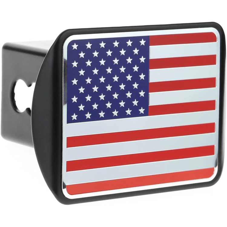 3D raya Blanca Bandera de metal remolque gancho de polvo enchufe del coche cubierta cuadrada boca cubierta protectora cubierta del remolque Americano
