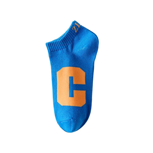 Socks for men and women, summer thin breathable trendy ins black and white letter boat socks low cut shallow mouth boat socks wholesale