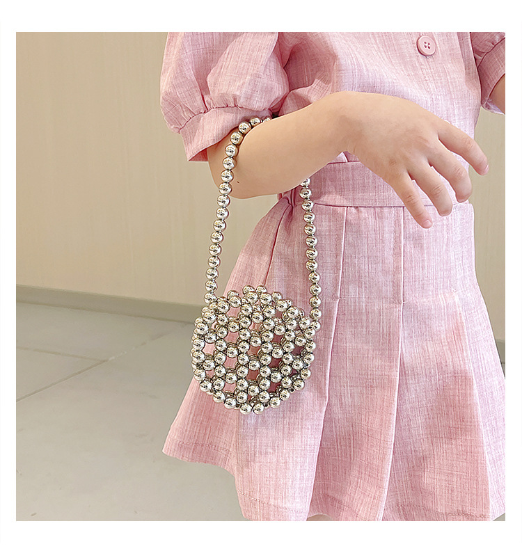 Women's Small Acrylic Beads Solid Color Cute Beading Hollow Round Open Crossbody Bag display picture 6
