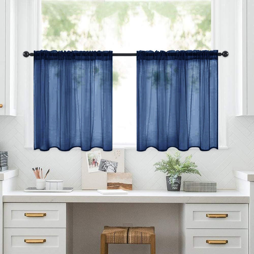 Cortinas semioscuras prefabricadas de terileno de doble barra para cocina y baño, de Amazon, en stock.