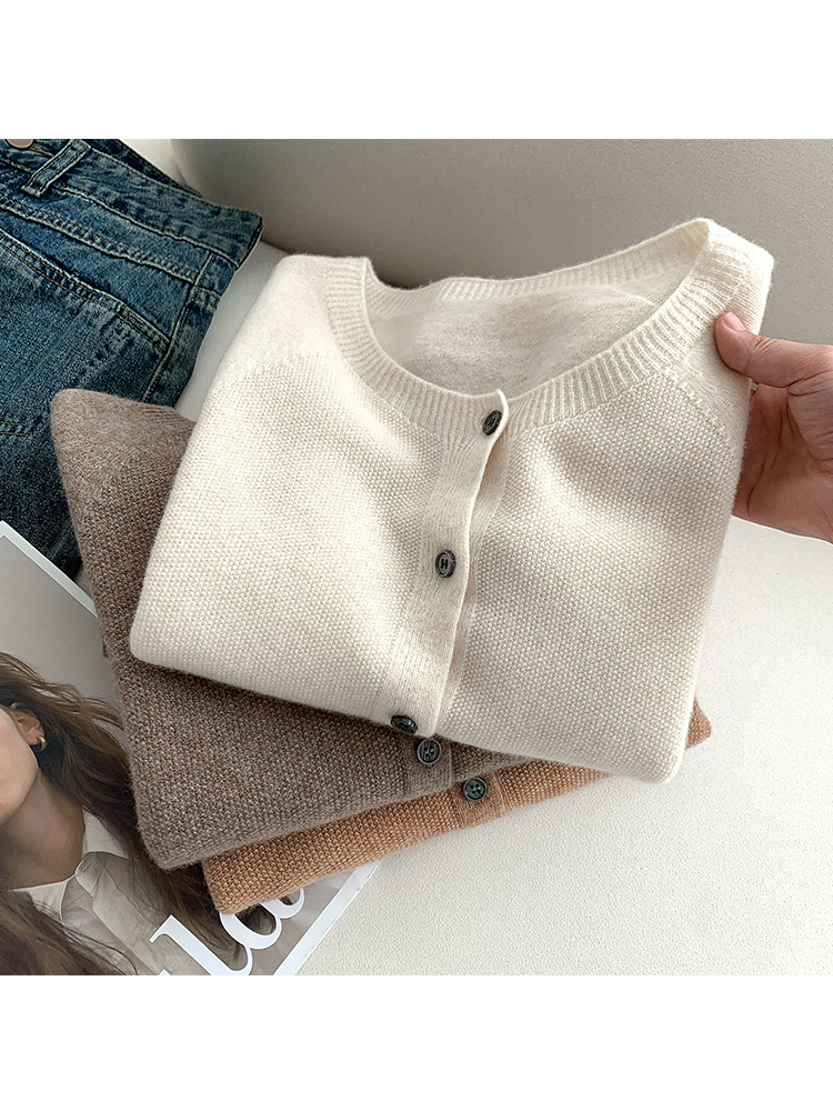 Endi wool cashmere cardigan women's autumn and winter new high-grade fashionable temperament inner knitted bottoming shirt top