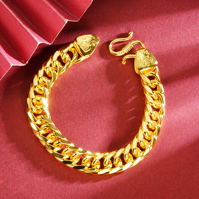 Brazalete de oro de arena, estilo masculino retro versátil, aleación de cobre, joyas de mano, accesorios de Yiwu al por mayor transfronterizos