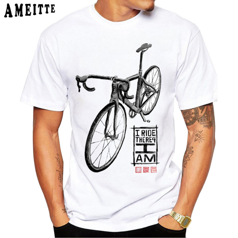 アマゾンwishクロスボーダー欧米趣味自転車プリント柄丸首半袖tシャツ男性上着速売通|undefined