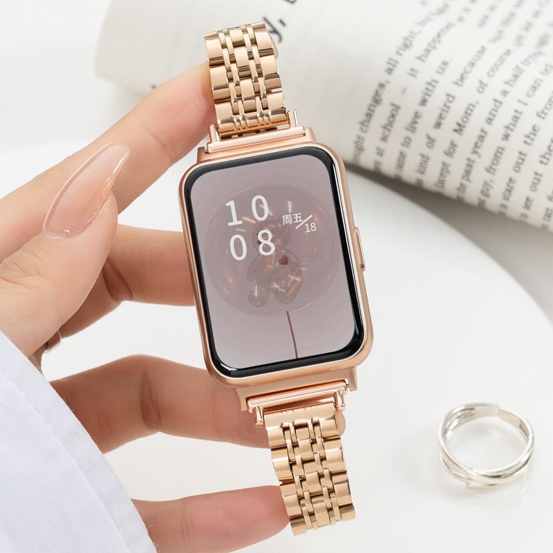 Suitable for All Huawei and Apple Models, In-Stock Watch Bands, Seven-Bead Steel Band, Fine Replacement Metal Strap