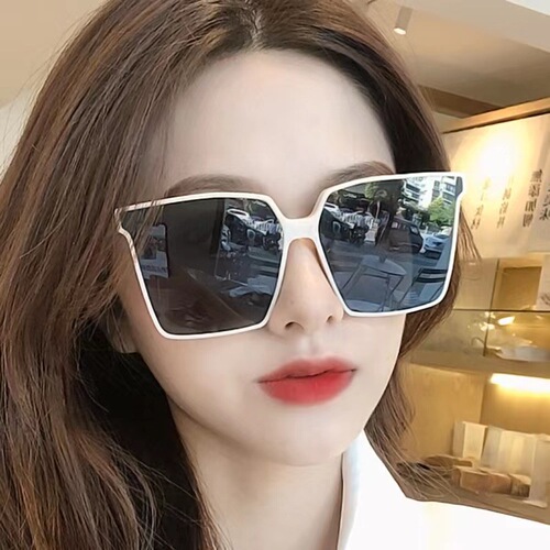 Cross-border women's sunglasses ivory white sunglasses without makeup big face slimming black sunglasses men's square frame glasses
