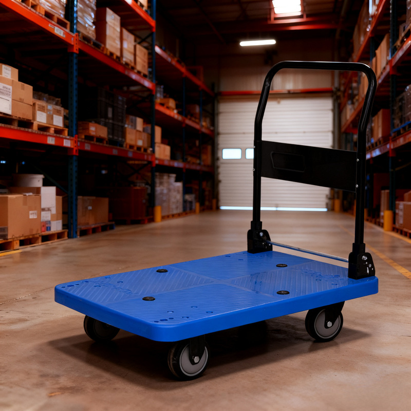 Household Thickened Heavy-Duty Portable Hand-Pulled Cart for Construction Site Transportation, Non-Slip Folding Flatbed Trolley, Ultra-Quiet Board Cart