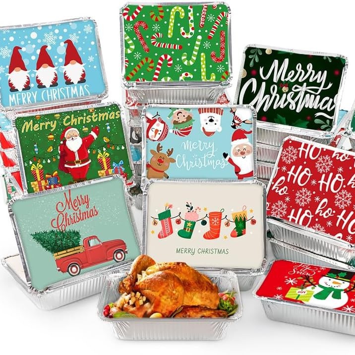 Nueva Navidad camping cinta caja de papel de estaño Navidad papel de aluminio caja de almuerzo barbacoa aislamiento caja de papel de aluminio