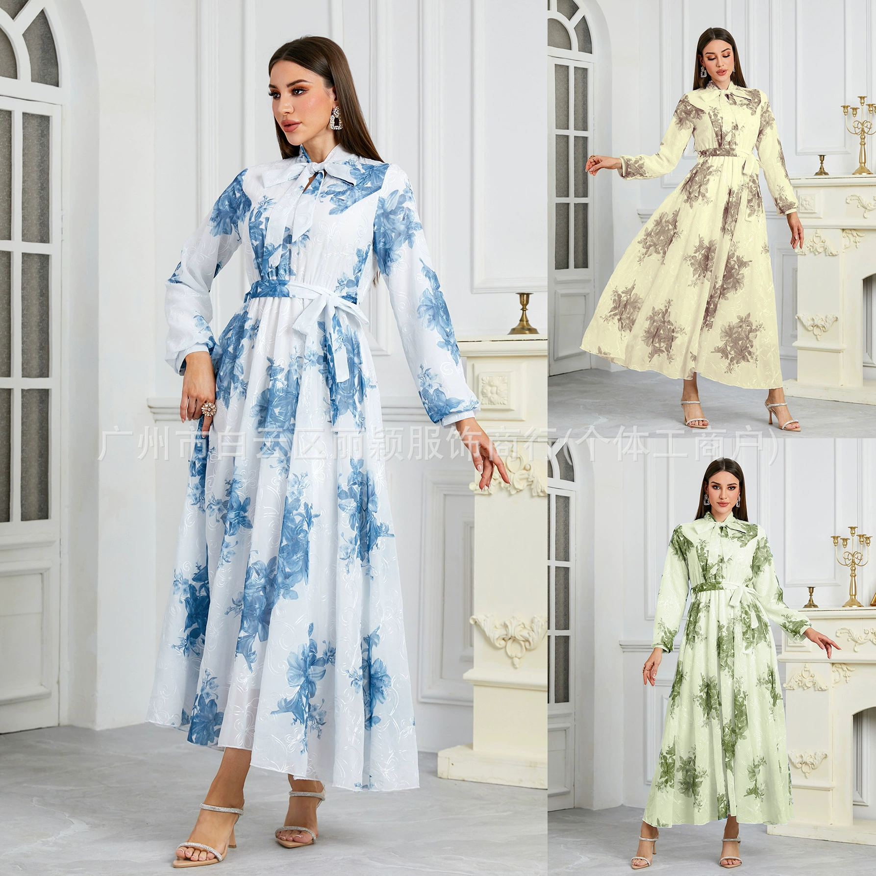 Европейское и американское трансграничное новое длинное женское платье из Ближнего Востока, модное и элегантное платье с принтом для отпуска, независимая станция Amazon