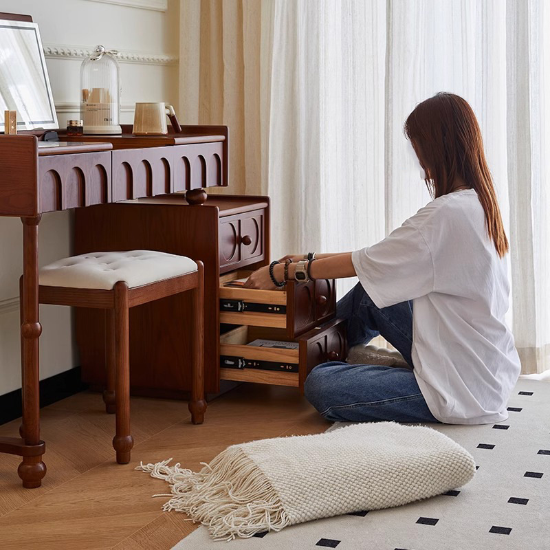 Tocador abatible Danfans Escritorio dos en uno de estilo antiguo francés Mesa de tocador Armario de almacenamiento