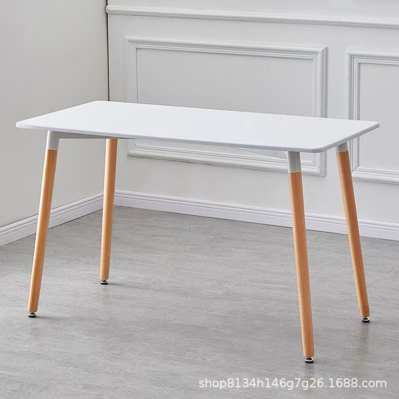 Nordic Dining Table and Chair Combination Modern Simple Small Household Dining Table Solid Wood White Eames Negotiation Table and Chairs